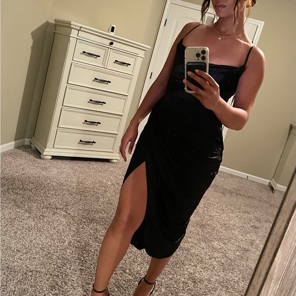 House of CB Reva Black Satin Balcony Corset Dress - Picture 8 of 8